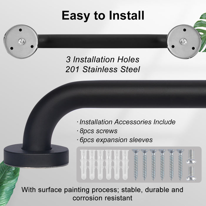 Black Bathroom Grab Bar Non-Slip Stainless Steel Safety Handle