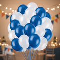 50 Blue and White Latex Balloons Bunch