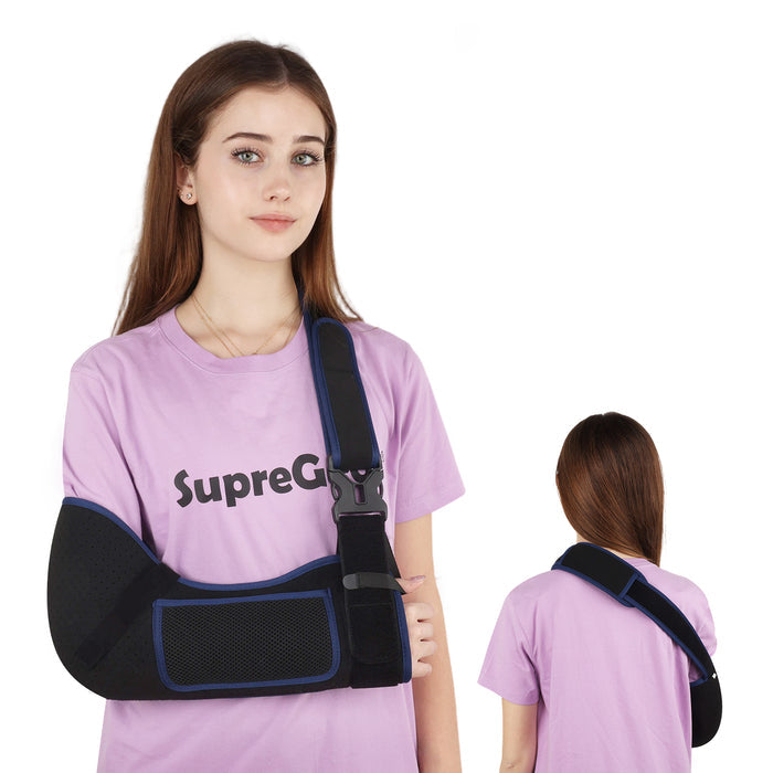 Breathable Arm Sling Shoulder Immobilizer with Padded Support and Thumb Loop, Adjustable Shoulder Brace for Arm Injury Recovery
