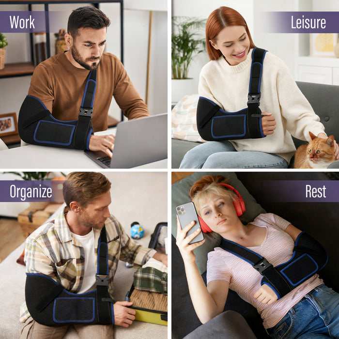 Breathable Arm Sling Shoulder Immobilizer with Padded Support and Thumb Loop, Adjustable Shoulder Brace for Arm Injury Recovery