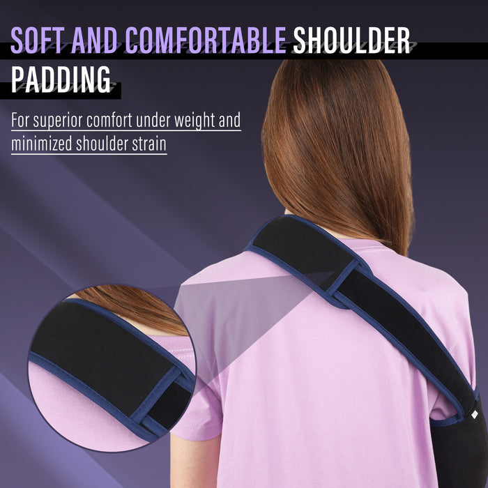 Breathable Arm Sling Shoulder Immobilizer with Padded Support and Thumb Loop, Adjustable Shoulder Brace for Arm Injury Recovery