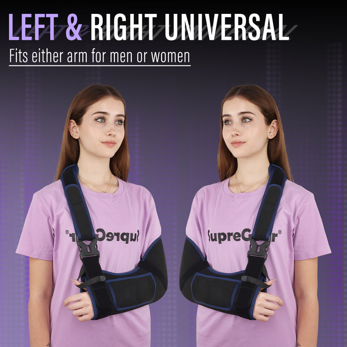 Breathable Arm Sling Shoulder Immobilizer with Padded Support and Thumb Loop, Adjustable Shoulder Brace for Arm Injury Recovery