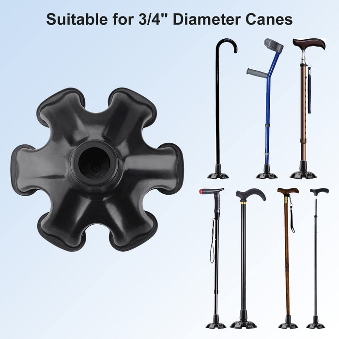 Cane Tips 3/4 Inch 2-Pack Self Standing Rubber Replacement for Walking Canes