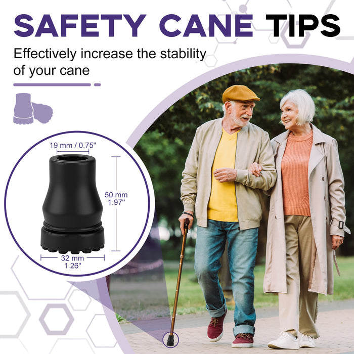Cane Tips 4-Pack Anti-Slip Rubber Replacement Feet for Walking Canes