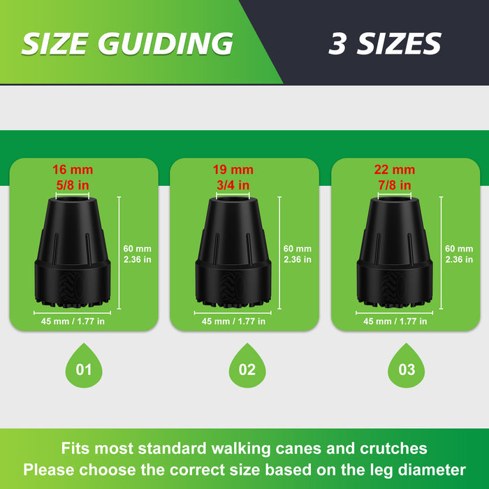 Cane Tips Replacement Heavy Duty Rubber with Metal Insert Anti Slip Walking Cane Tips