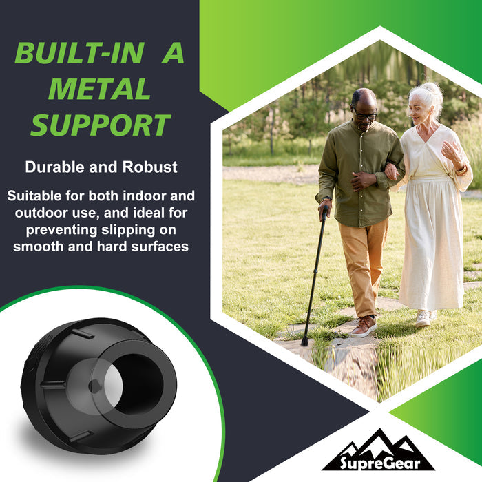 Cane Tips Replacement Heavy Duty Rubber with Metal Insert Anti Slip Walking Cane Tips