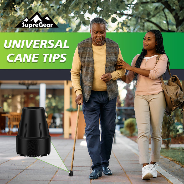 Cane Tips Replacement Heavy Duty Rubber with Metal Insert Anti Slip Walking Cane Tips