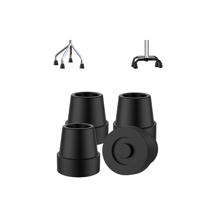 Cane Tips Replacement Rubber 4 or 8 Pack for Walking Canes & Quad Canes 1/2 or 5/8 Inch