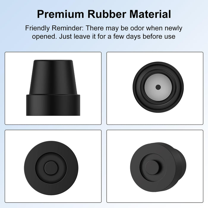 Cane Tips Replacement Rubber 4 or 8 Pack for Walking Canes & Quad Canes 1/2 or 5/8 Inch