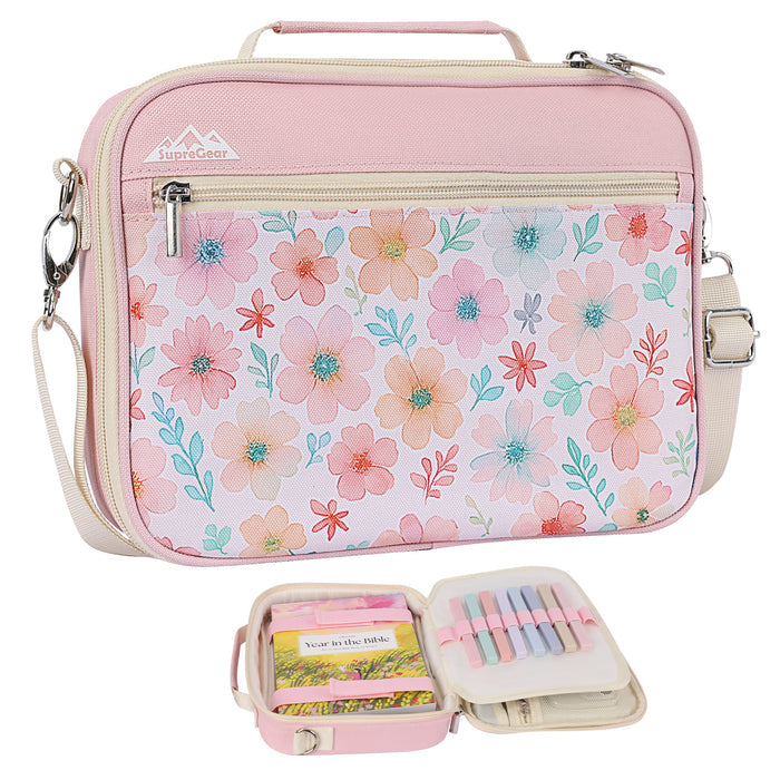 Canvas Bible Cover with Removable Divider, Pockets & Carry Strap