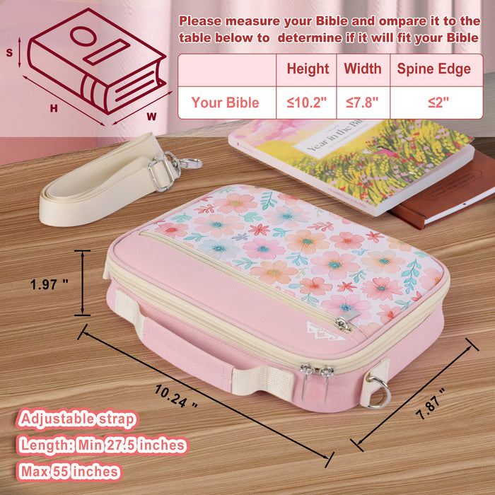 Canvas Bible Cover with Removable Divider, Pockets & Carry Strap