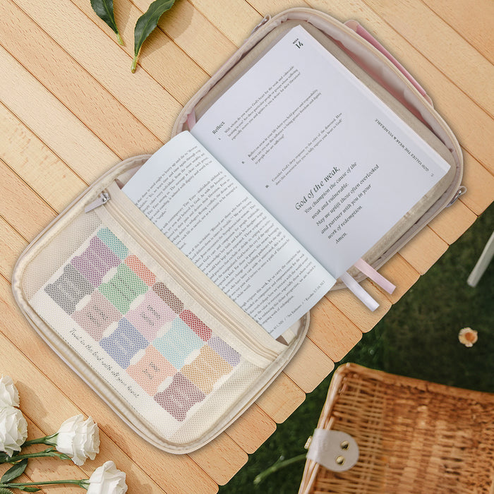Canvas Bible Cover with Removable Divider, Pockets & Carry Strap