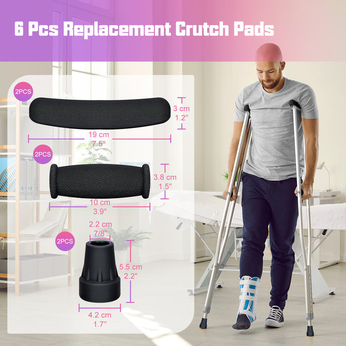 Crutch Accessory Kit: Pads, Grips, Tips,  6-Piece Set