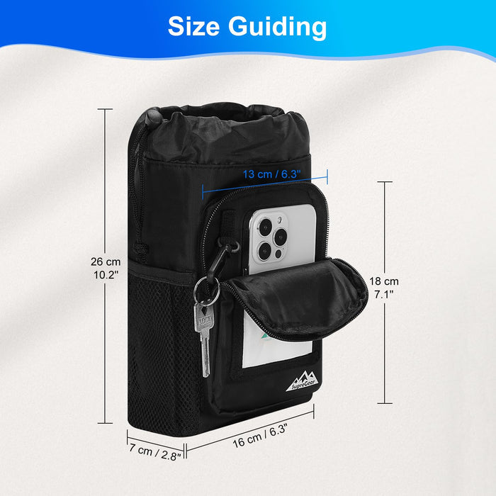 Crutch Bag Waterproof Organizer Pouch with Multiple Pockets & Reflective Strips