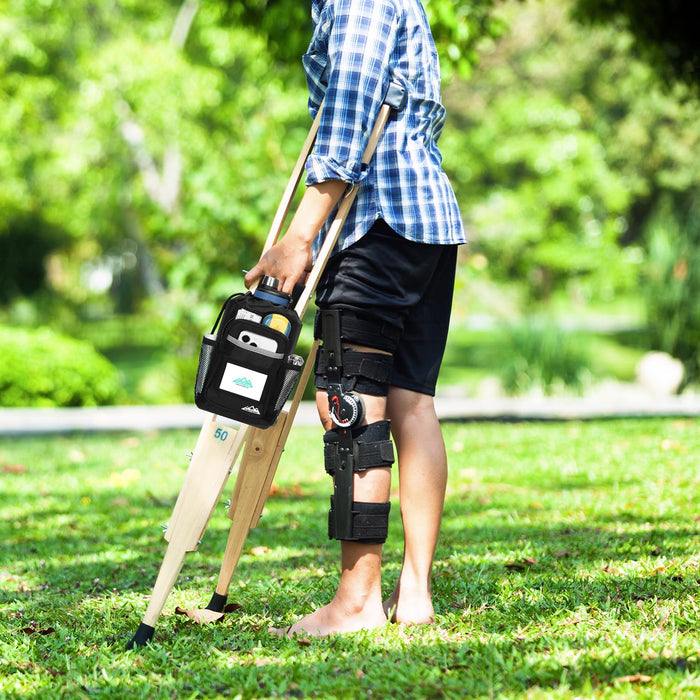 Crutch Bag Waterproof Organizer Pouch with Multiple Pockets & Reflective Strips