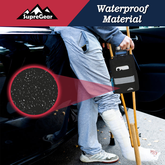 Crutch Bag with Pockets Waterproof Organizer with Reflective Strip