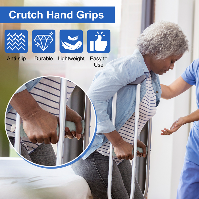 Crutch Hand Grips (2-Pack) ¨C Soft Rubber Non-Slip Replacement