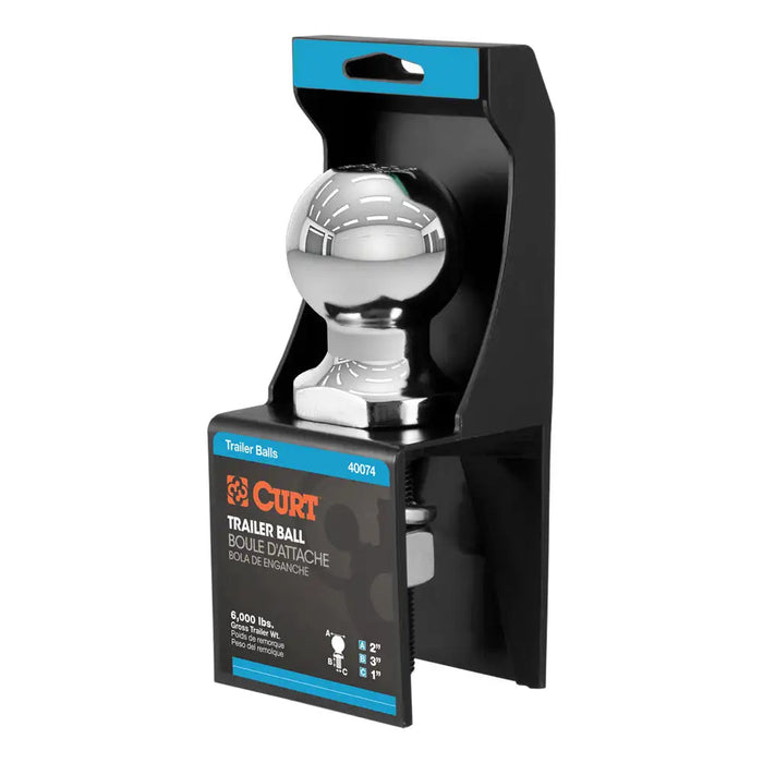 Curt 2" Trailer Ball (1" x 3" Shank, 6,000 lbs., Chrome, Packaged)