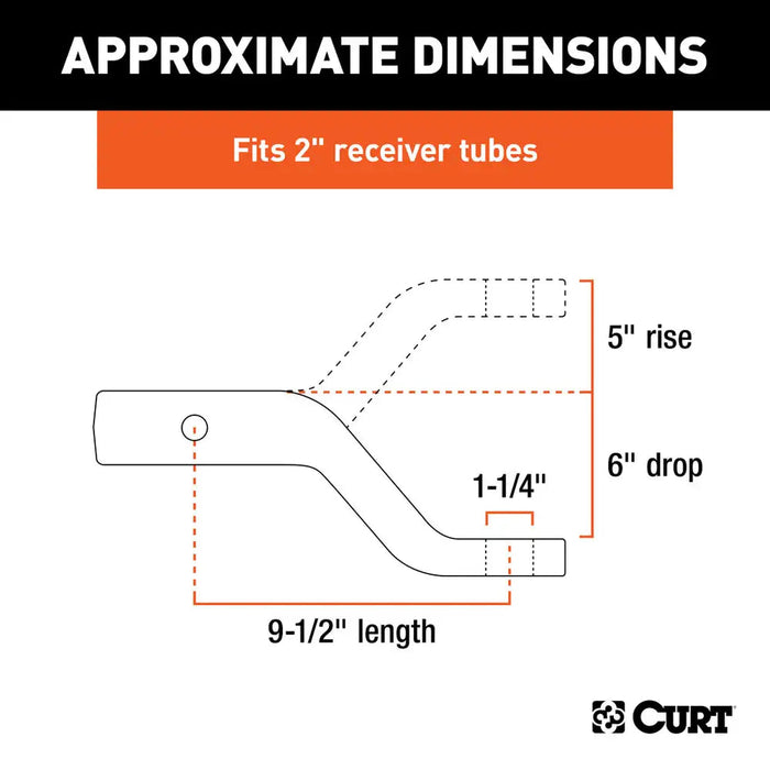 Curt Forged Ball Mount (2" Shank, 17,000 lbs., 6" Drop, 9-1/2" Long)