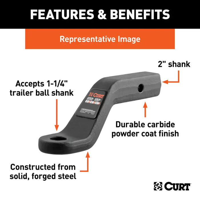 Curt Forged Ball Mount (2" Shank, 17,000 lbs., 6" Drop, 9-1/2" Long)