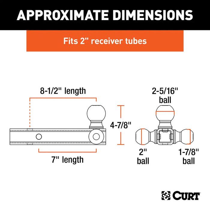 Curt Multi-Ball Mount (2" Hollow Shank, 1-7/8", 2" & 2-5/16" Black Balls)