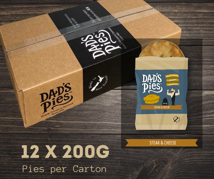 Dad's Pies Classic Range -Steak & Cheese/ Carton 12 x 200g
