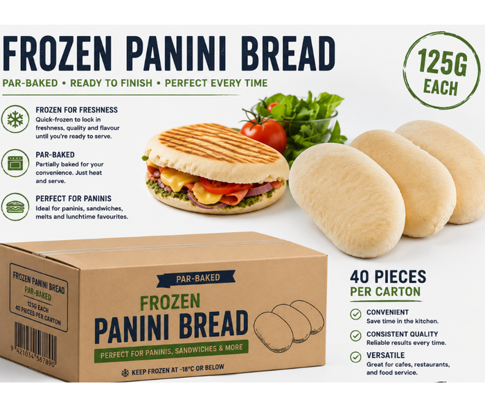 (DIS) Frozen Panini Bread, Large 40x125g per carton