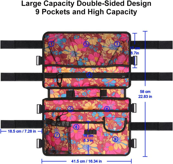 Double Side Walker Bag with 9 Pockets for Walkers Rollators Wheelchairs