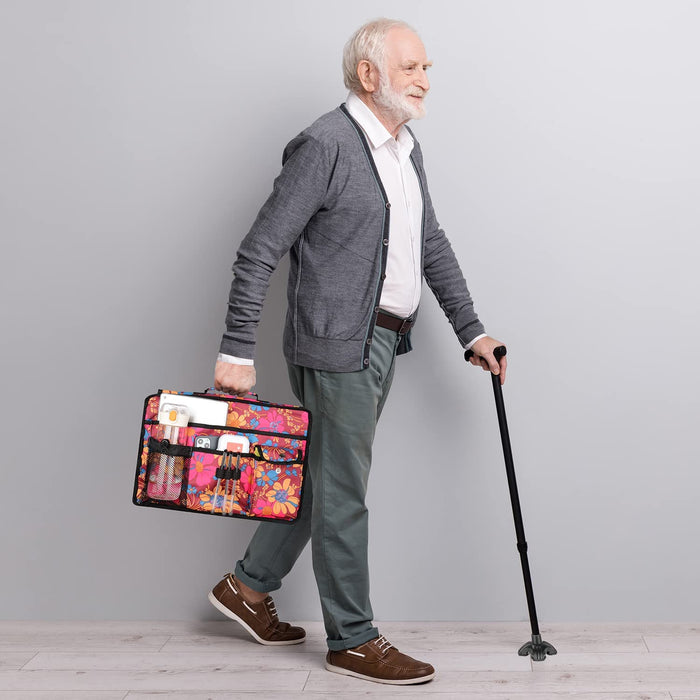 Double Side Walker Bag with 9 Pockets for Walkers Rollators Wheelchairs
