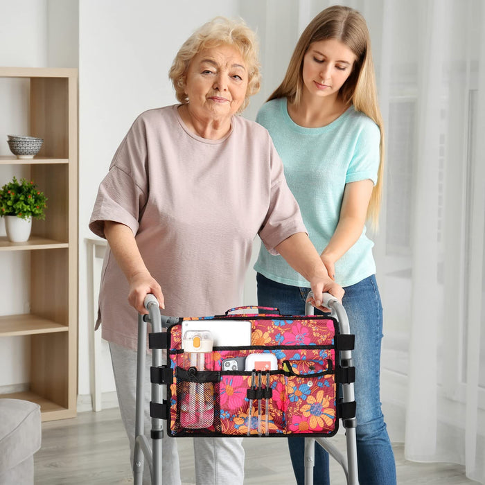 Double Side Walker Bag with 9 Pockets for Walkers Rollators Wheelchairs