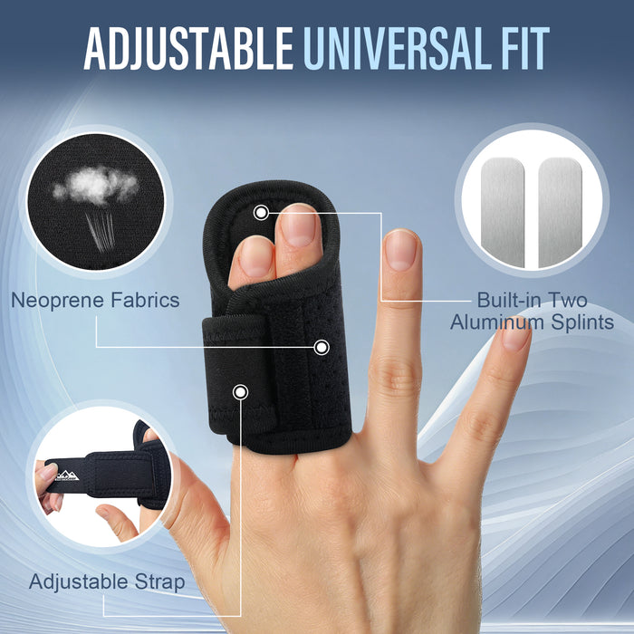Dual Finger Splint Brace with Adjustable Aluminum Support, Breathable Finger Support for Sprains, Tendonitis and Injuries