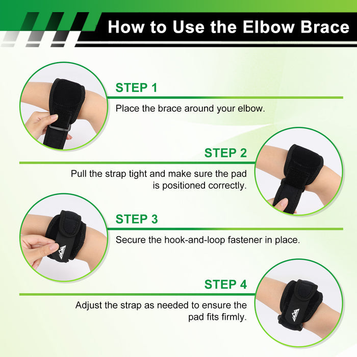 Elbow Brace ¨C Adjustable Forearm Support with Compression Pad (1 Pack)