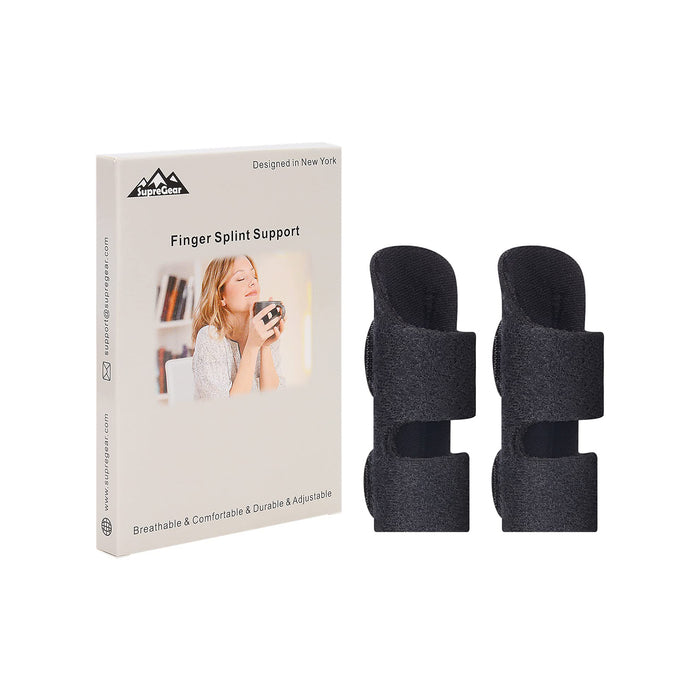 Finger Splint 2 Pack Adjustable Finger Support Brace with Aluminum Stabilizer