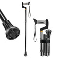 Foldable Adjustable Walking Cane with Offset Ergonomic Handle, All-Terrain Rubber Tip and Height Adjustment for Seniors