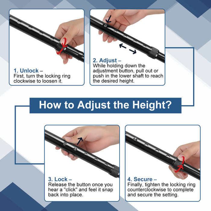 Foldable Adjustable Walking Cane with Offset Ergonomic Handle, All-Terrain Rubber Tip and Height Adjustment for Seniors