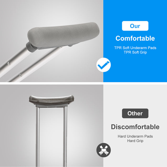 Foldable Underarm Crutches Adjustable Aluminum Mobility Aid Pair