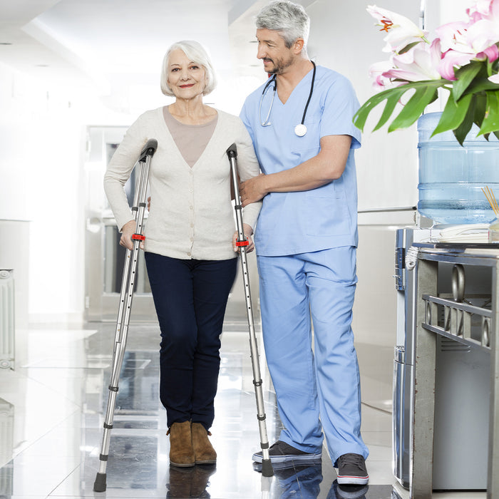 Foldable Underarm Crutches Adjustable Aluminum Mobility Aid Pair