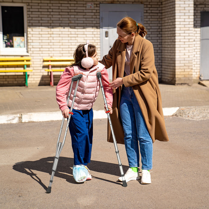 Foldable Underarm Crutches Adjustable Aluminum Mobility Aid Pair