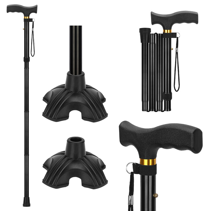 Foldable Walking Cane Adjustable Collapsible Cane with Self-Standing Tip