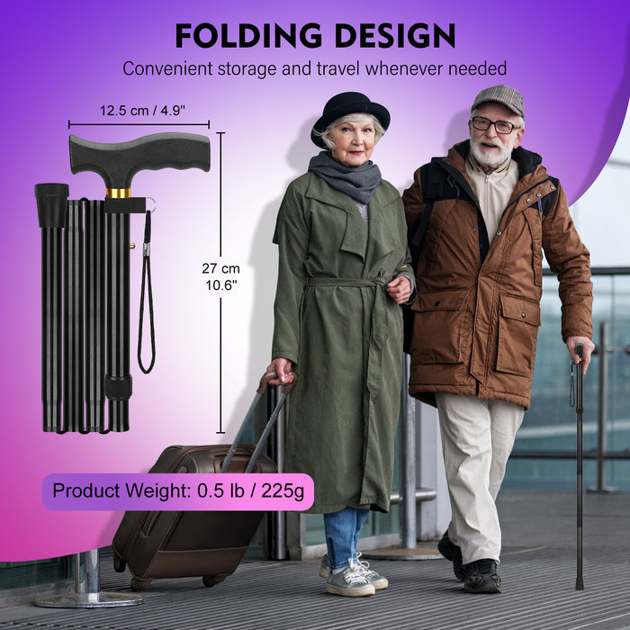 Foldable Walking Cane Adjustable Collapsible Cane with Self-Standing Tip