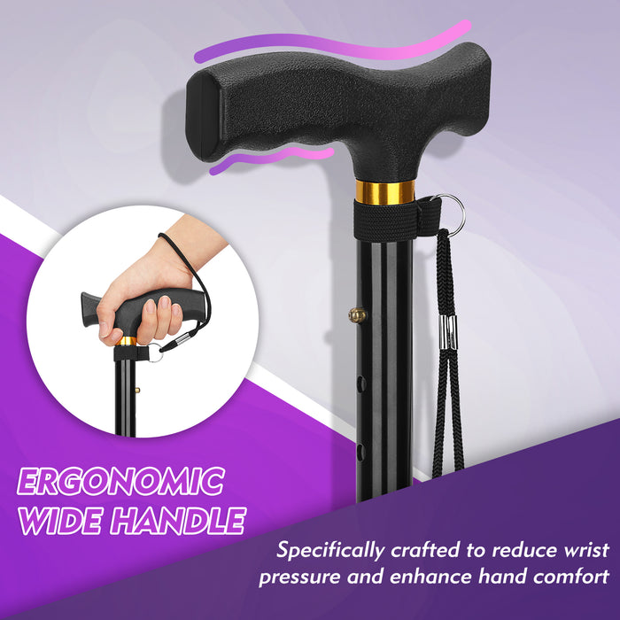 Foldable Walking Cane Adjustable Collapsible Cane with Self-Standing Tip