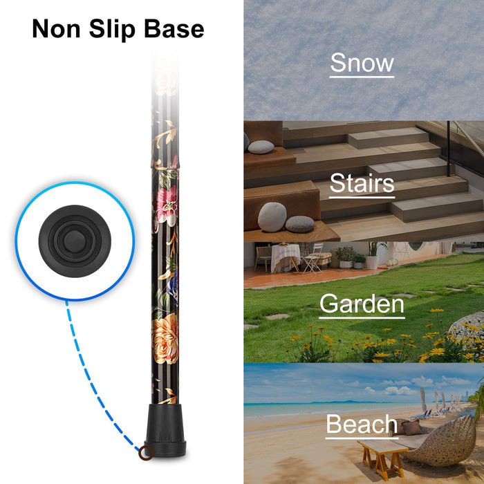 Folding Cane with Floral Design Adjustable Lightweight Walking Cane