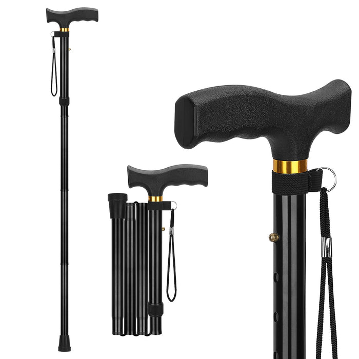 Folding Cane with T Handle Adjustable Lightweight Walking Cane