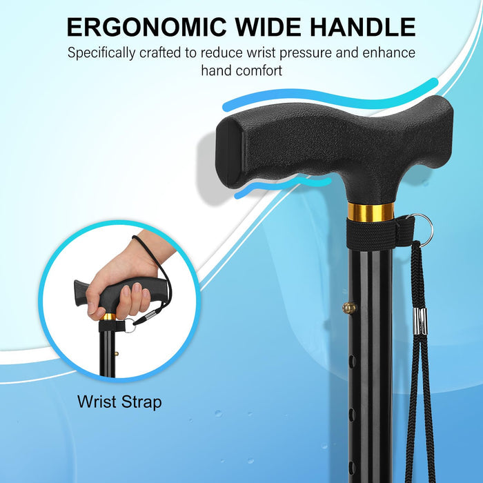 Folding Cane with T Handle Adjustable Lightweight Walking Cane