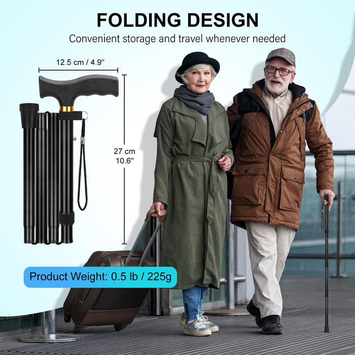 Folding Cane with T Handle Adjustable Lightweight Walking Cane