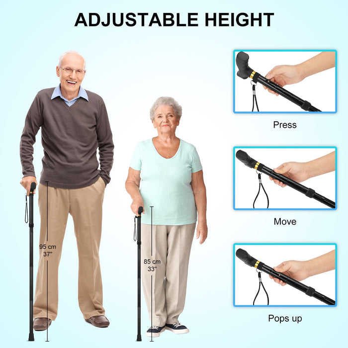 Folding Cane with T Handle Adjustable Lightweight Walking Cane