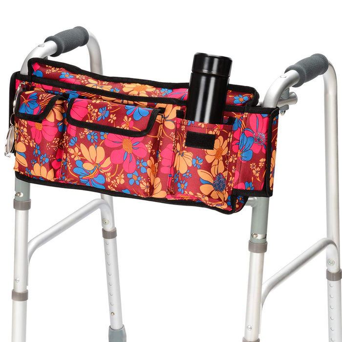 Folding Walker Basket Organizer with Pockets for Rollators Wheelchairs