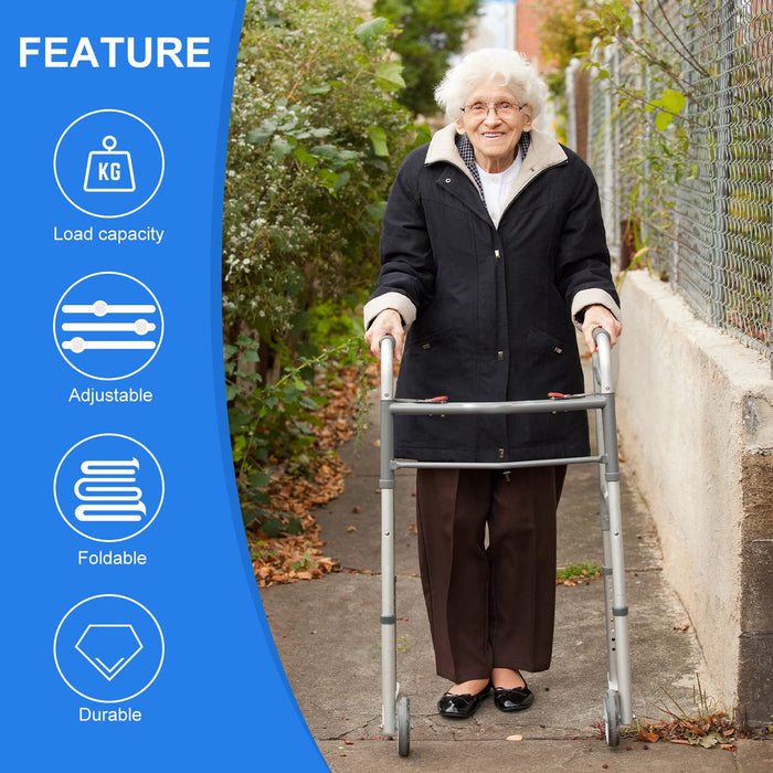 Folding Walker with Wheels Adjustable Lightweight Mobility Aid for Seniors
