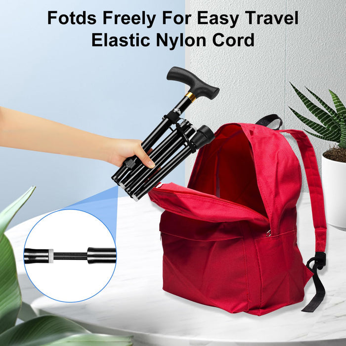 Folding Walking Cane with T-Handle, Adjustable Aluminum Mobility