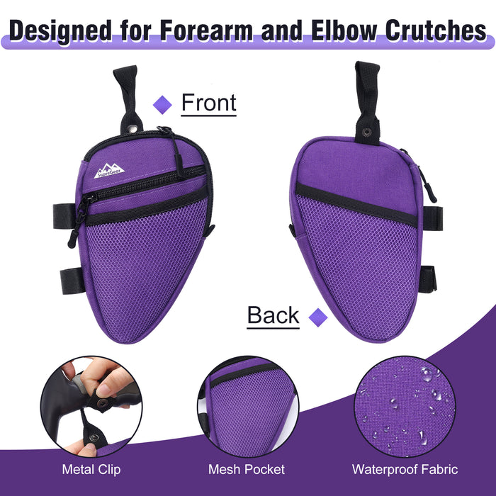 Forearm Crutch Bag Organizer with Cup Holder, Compact Storage Pouch for Phone, Keys and Essentials
